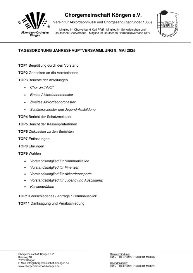 Tagesordnung